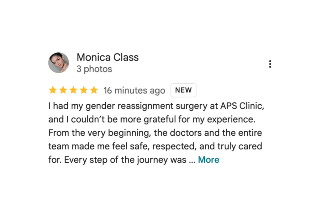 sex change surgery thailand aps patient google review 1 a positive Google review of a Philippina patient that underwent a sex change surgery in Thailand with APS